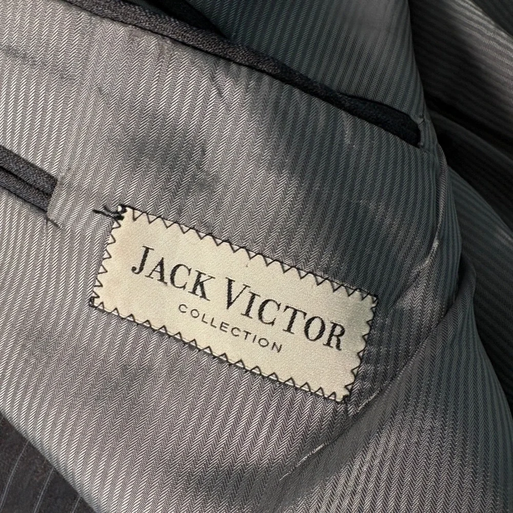 Jack Victor Loro Piana Zelander Wool Pinstripe Blazer 46R Charcoal Gray Men Coat